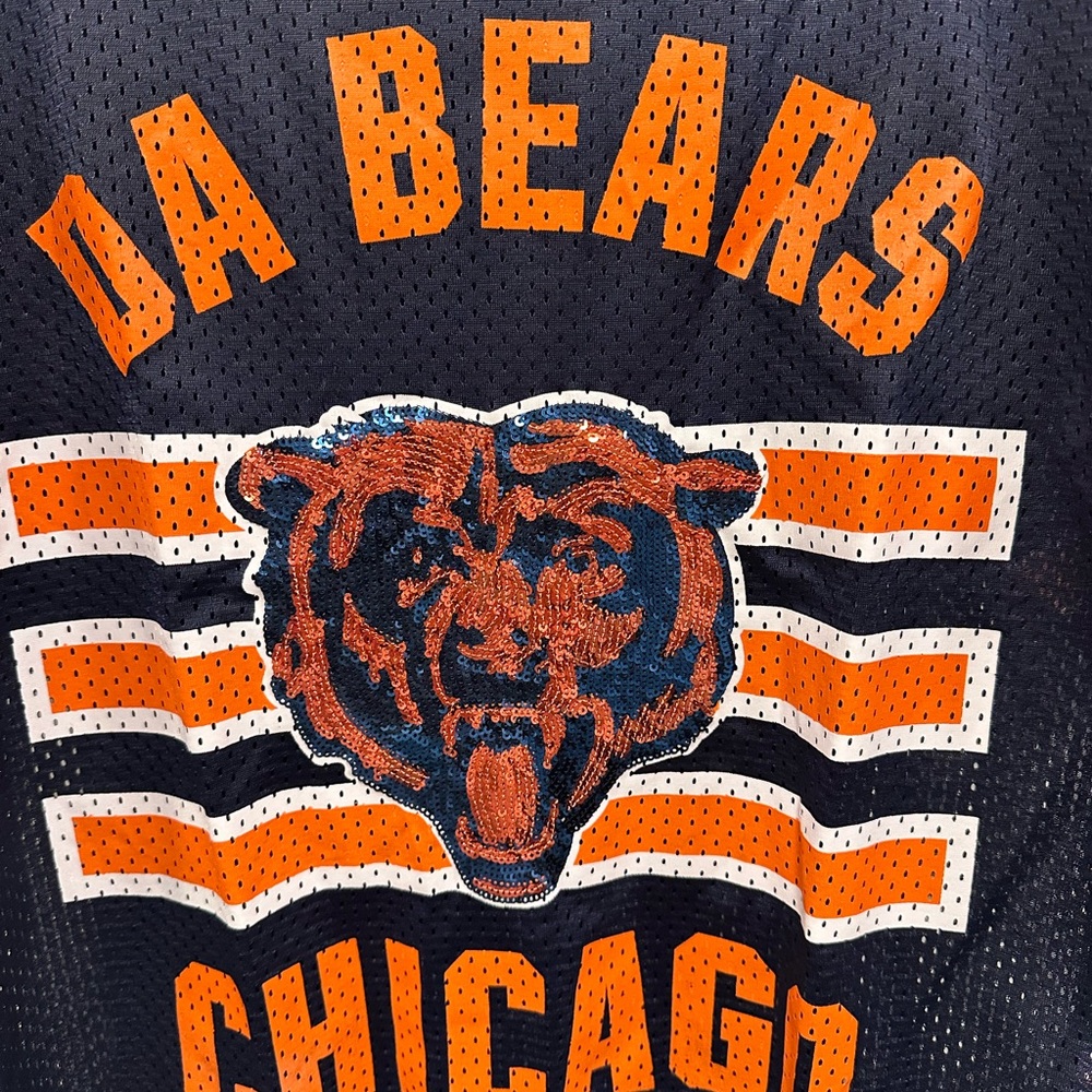 Victoria's Secret PINK Chicago Bears jersey Navy Mesh sequin logo size medium - Picture 2 of 5
